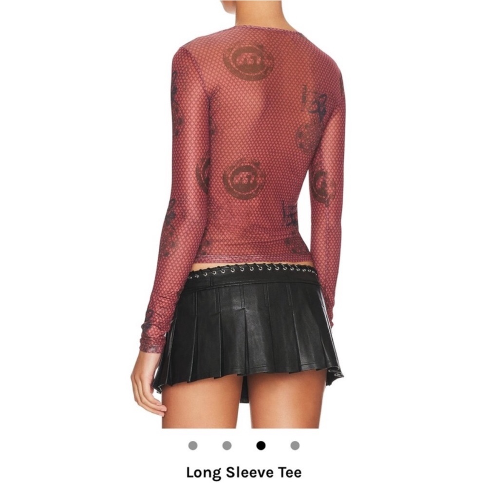 MIAOU Long Sleeve Mesh Top